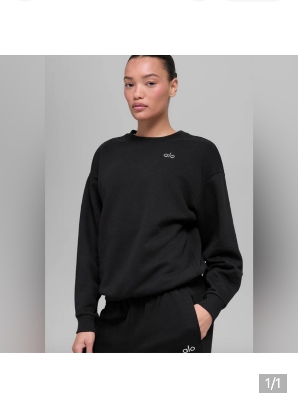 Alo Women's Yoga Accolade Black Crewneck Sweatshirt Size Small - Picture 9 of 10